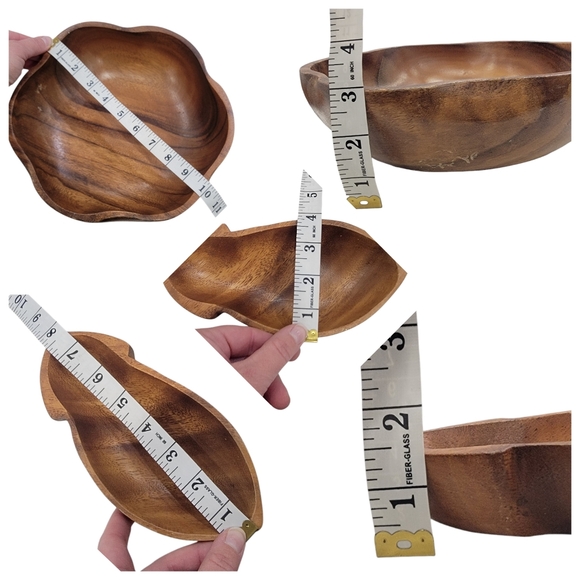 Vintage Mid Century Wooden Bowls Dishes Monkey Pod Wood Decorative Pieces - Picture 10 of 14